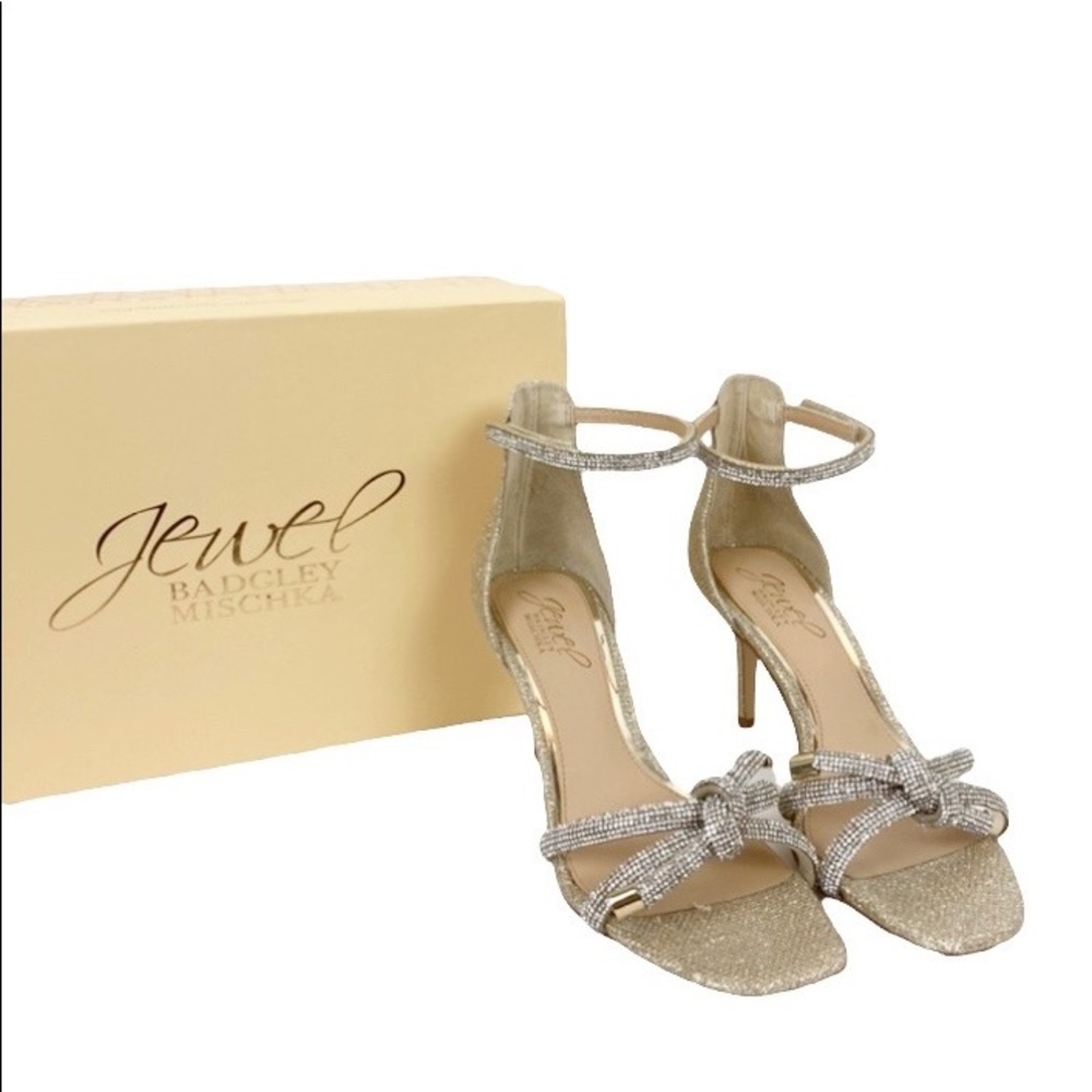 Jewel Badgley Mischka Lenny Heel Dress Sandals Light Gold Size 5